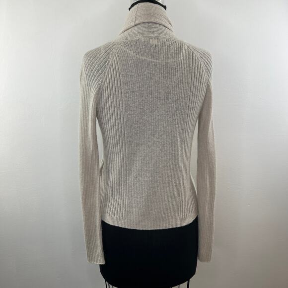 AllSaints Addie Cardigan Beige Wool-Alpaca Blend Shawl Collar Ribbed Knit S - Picture 6 of 10